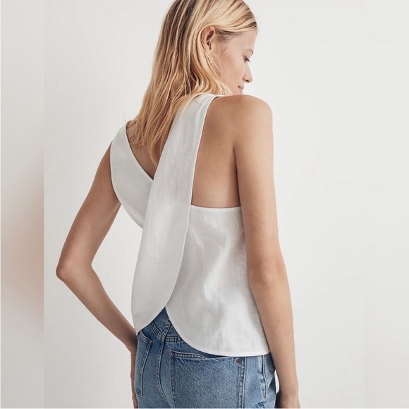 NWT Madewell 100% Linen Cross-Back Sleeveless Top - Picture 3 of 7